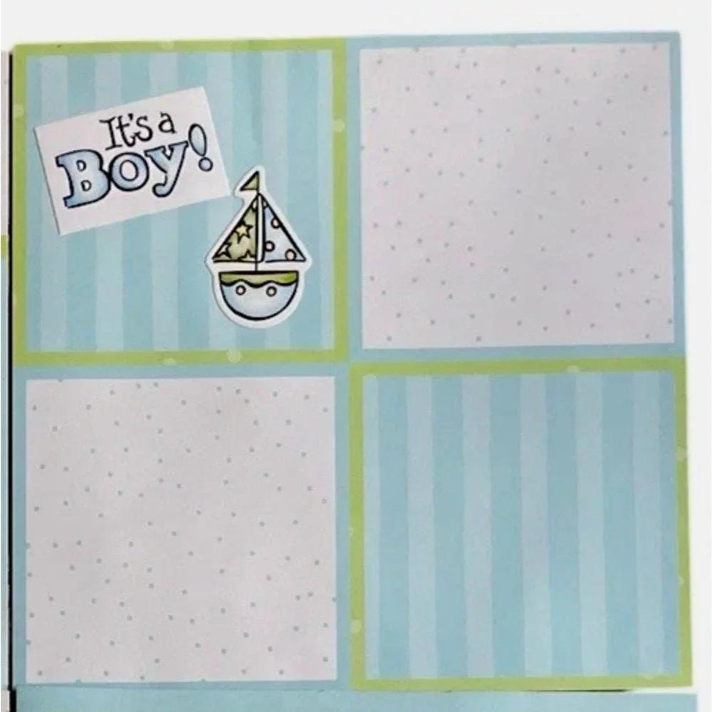 CTMH Premade Scrapbook Layout Page Baby Boy‎ Lot of 9 Paper Diecuts 12x12